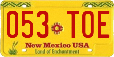 NM license plate 053TOE
