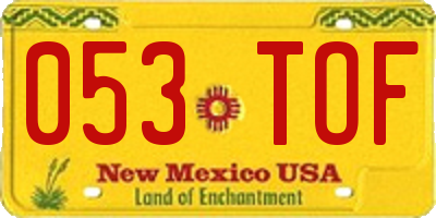 NM license plate 053TOF