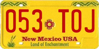 NM license plate 053TOJ