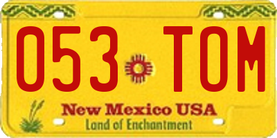 NM license plate 053TOM