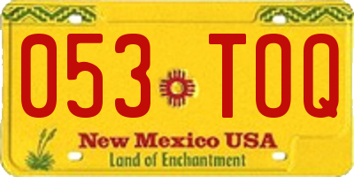 NM license plate 053TOQ