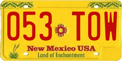 NM license plate 053TOW