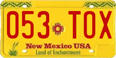 NM license plate 053TOX