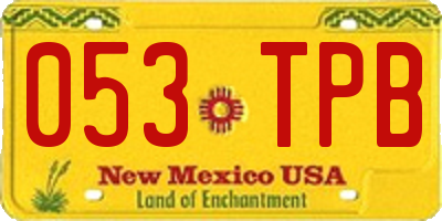 NM license plate 053TPB