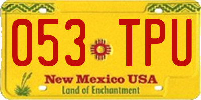 NM license plate 053TPU