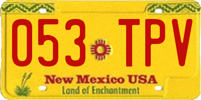 NM license plate 053TPV