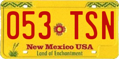 NM license plate 053TSN