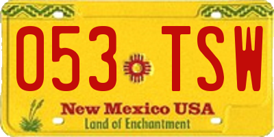 NM license plate 053TSW