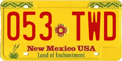 NM license plate 053TWD