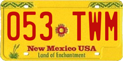 NM license plate 053TWM