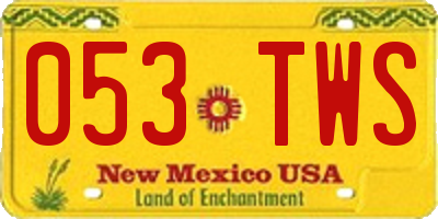 NM license plate 053TWS