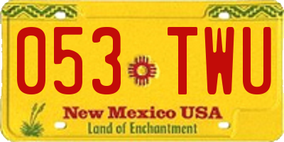 NM license plate 053TWU