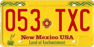 NM license plate 053TXC
