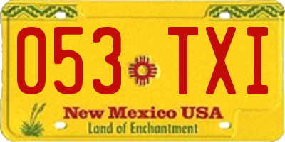 NM license plate 053TXI