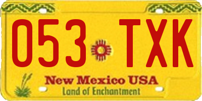 NM license plate 053TXK