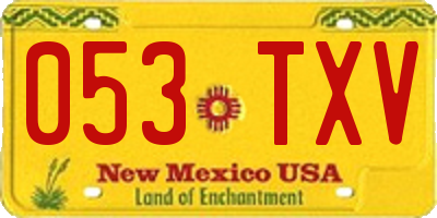 NM license plate 053TXV