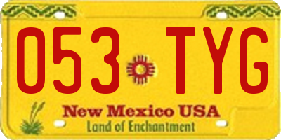 NM license plate 053TYG