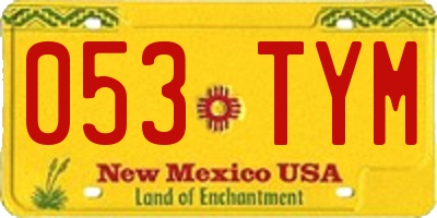 NM license plate 053TYM
