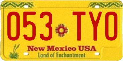 NM license plate 053TYO