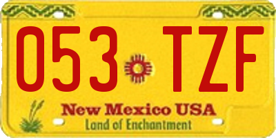 NM license plate 053TZF