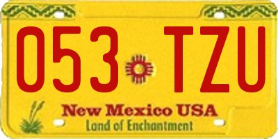 NM license plate 053TZU
