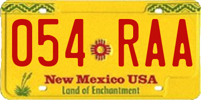 NM license plate 054RAA