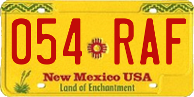 NM license plate 054RAF