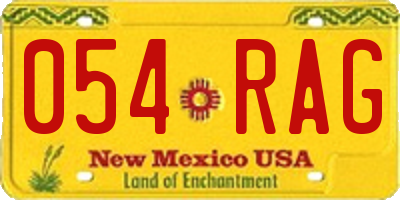 NM license plate 054RAG