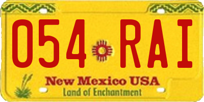 NM license plate 054RAI