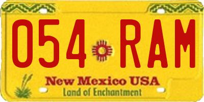 NM license plate 054RAM