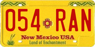 NM license plate 054RAN