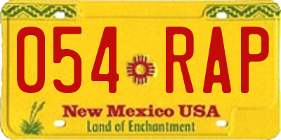 NM license plate 054RAP