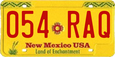 NM license plate 054RAQ