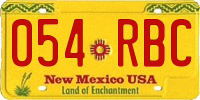 NM license plate 054RBC