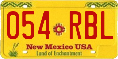 NM license plate 054RBL
