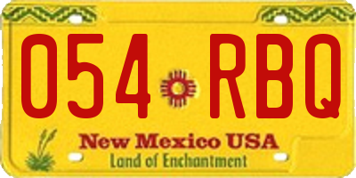 NM license plate 054RBQ