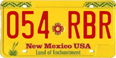 NM license plate 054RBR
