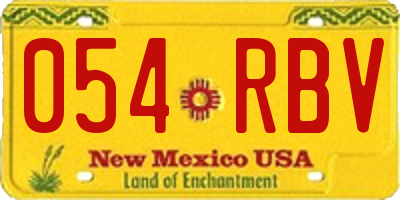 NM license plate 054RBV