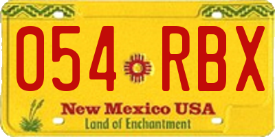 NM license plate 054RBX