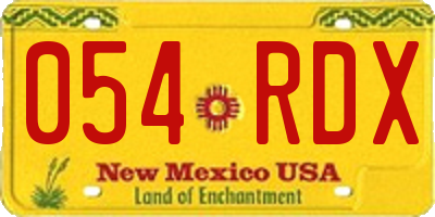 NM license plate 054RDX