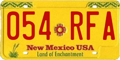 NM license plate 054RFA