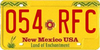 NM license plate 054RFC