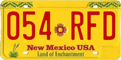 NM license plate 054RFD