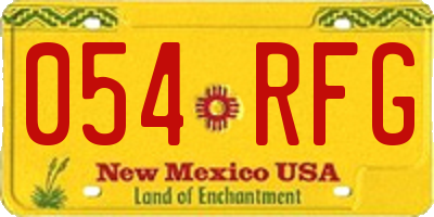 NM license plate 054RFG