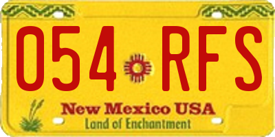 NM license plate 054RFS