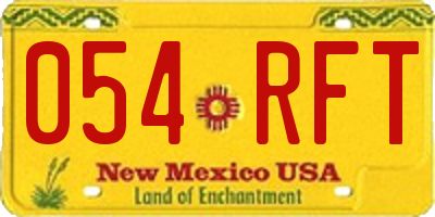 NM license plate 054RFT
