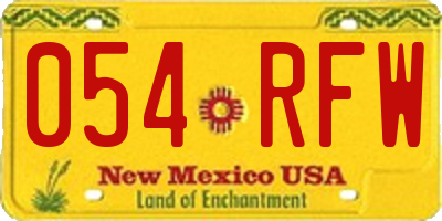 NM license plate 054RFW