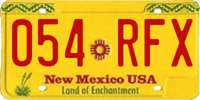 NM license plate 054RFX