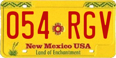 NM license plate 054RGV