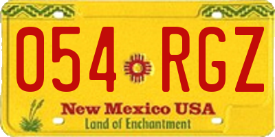 NM license plate 054RGZ